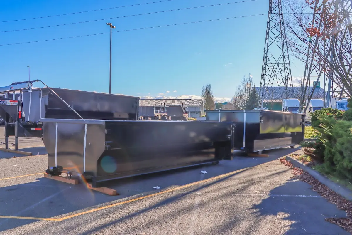 Roll-off dumpster ready for waste disposal at job site for 6 Yard Dumpster Rental in Earlimart